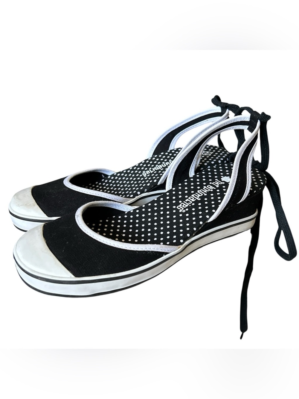 Y2K Coquette “No Boundaries” Black and White Wedge Style Lace-up Shoes
